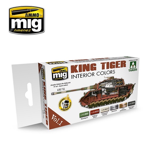 Ammo Mig A.MIG7165 King Tiger Interior (Special Takom Edition) Vol.1 Paint Set